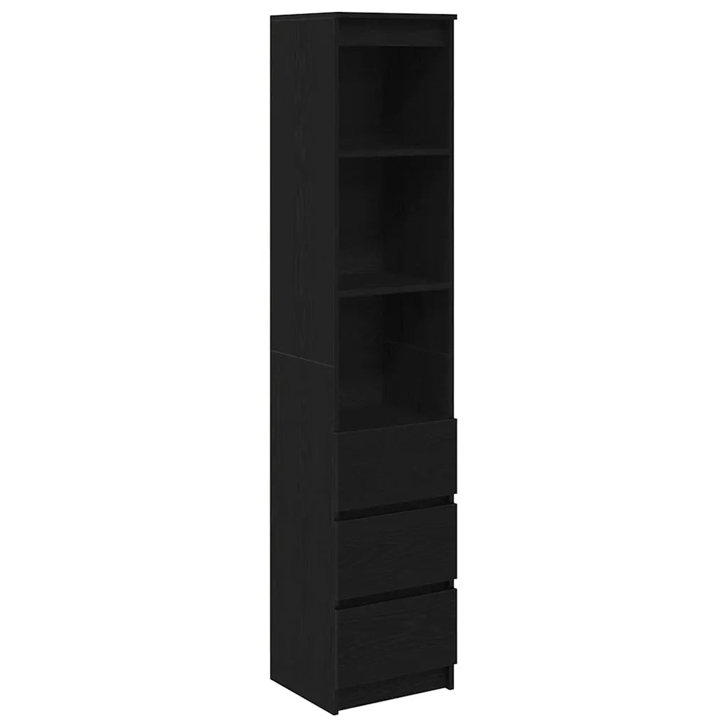 Credenza-Buffet-Armadio da cucina Rovere Nero 37,5x35x180 cm in Legno Multistrato 391813