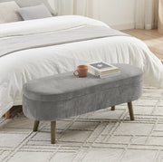 Panca contenitore multifunzione con rivestimento in chenille grigio scuro, struttura in legno massiccio, 110x40x42 cm