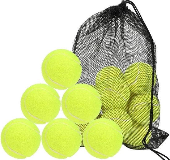 Palloni da tennis per tennis e tempo libero, 18 palloni da tennis gialli palloni di addestramento per cani con tasca a rete per bambini adulti esercizio animali addestramento