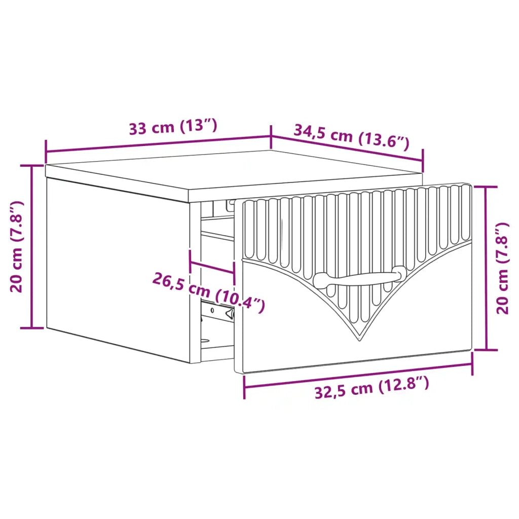 Set di 2 Comodini | Armadio da Notte | Mobiletto da notte a muro Bianco Lucido 34,5 x 33 x 20 cm