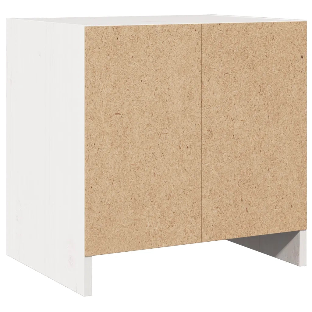 Set di 2 Comodini | Armadio da Notte | Mobiletto da notte Bianchi 40x30,5x40 cm in Legno Massello di Pino