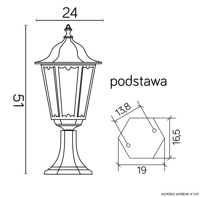 Lampada da giardino SU-MA Retro nera 51cm E27 IP43