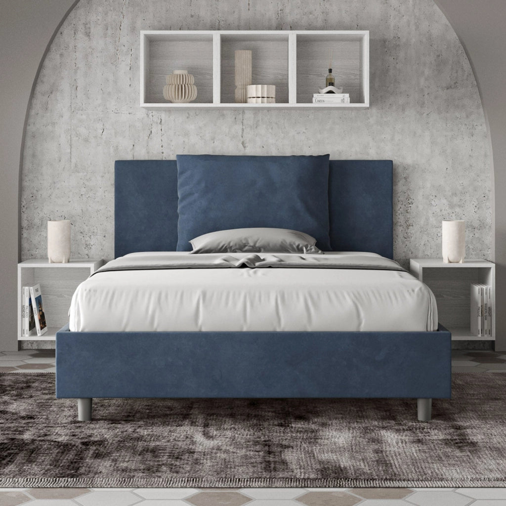 Letto Matrimoniale Francese 150x200 cm con Rete Antea Blu