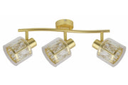 Plafoniera Elmo glamour oro ottone 3 luci E14 vetro