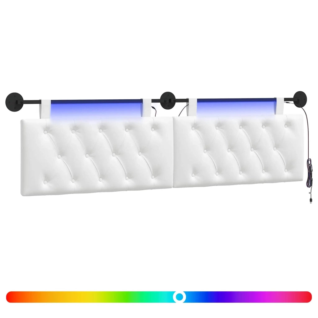 Testiera sospesa Con luce LED Bianco Tessuto 3424662