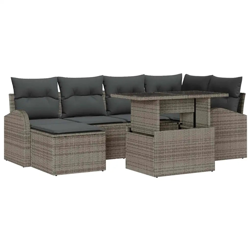 Set Divano da Giardino 7 pcs Grigio Poly Rattan 3357412