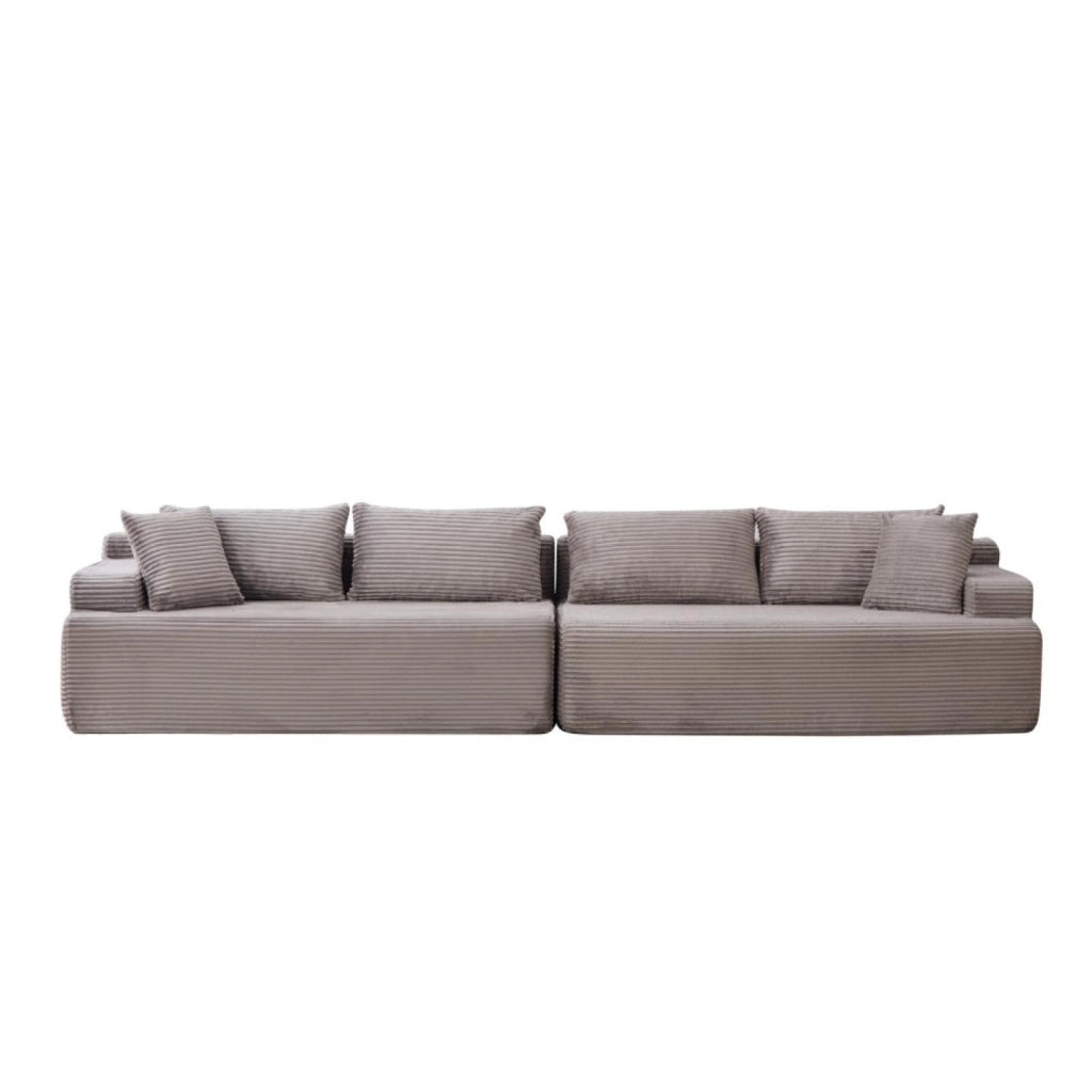 Divano modulare, divano compatto, tessuto chenille, schiuma ad alta elasticità 30D, base antiscivolo, 6 posti, grigio