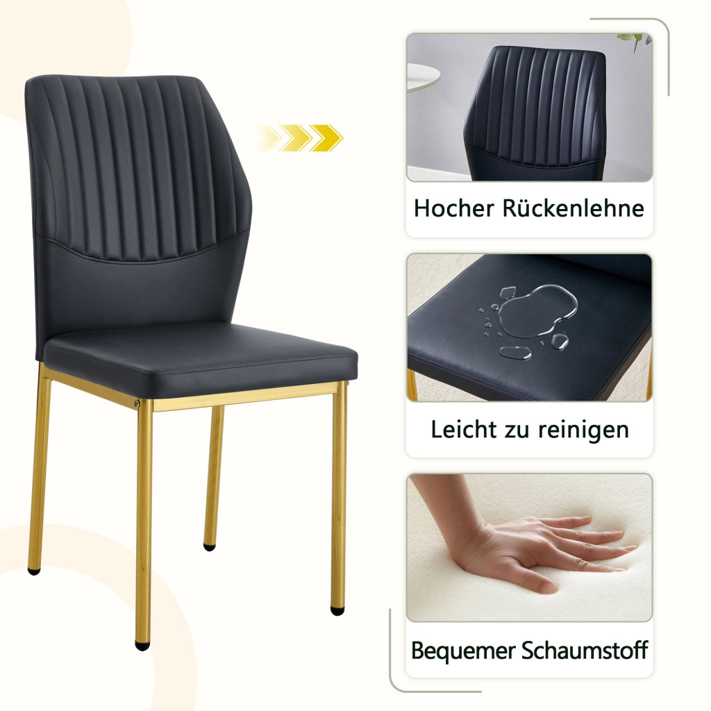 SEDIA da pranzo Set da 4 pezzi 93 cm PU Nero/Oro