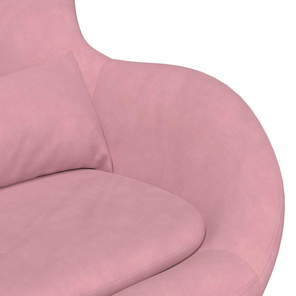 Poltrona | Sedia Egg con Pouf Rosa Velluto