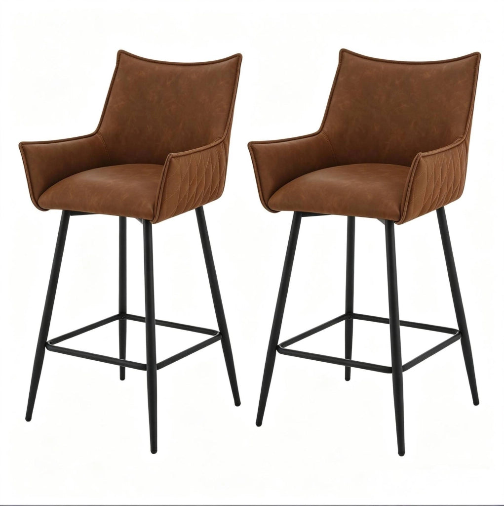 Sgabello da bar vintage ergonomico con braccioli, set da 2