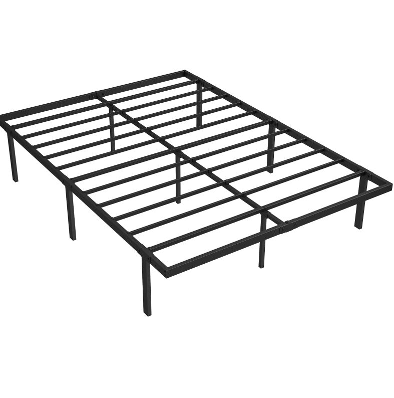 Letto matrimoniale 140x200 cm senza testiera in metallo nero con rete a doghe