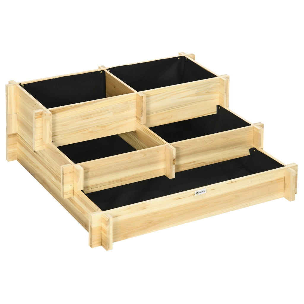 Giardino Orto Rialzato Legno Massello 3 Livelli ¨C Minimal ¨C 93x93x35 cm Effetto Legno Naturale