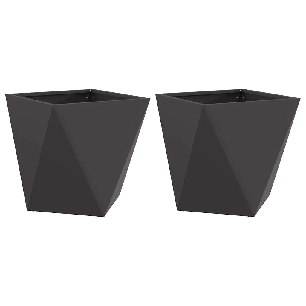 Fioriera 2 pcs Nero 50 x 50 x 50 cm Acciaio