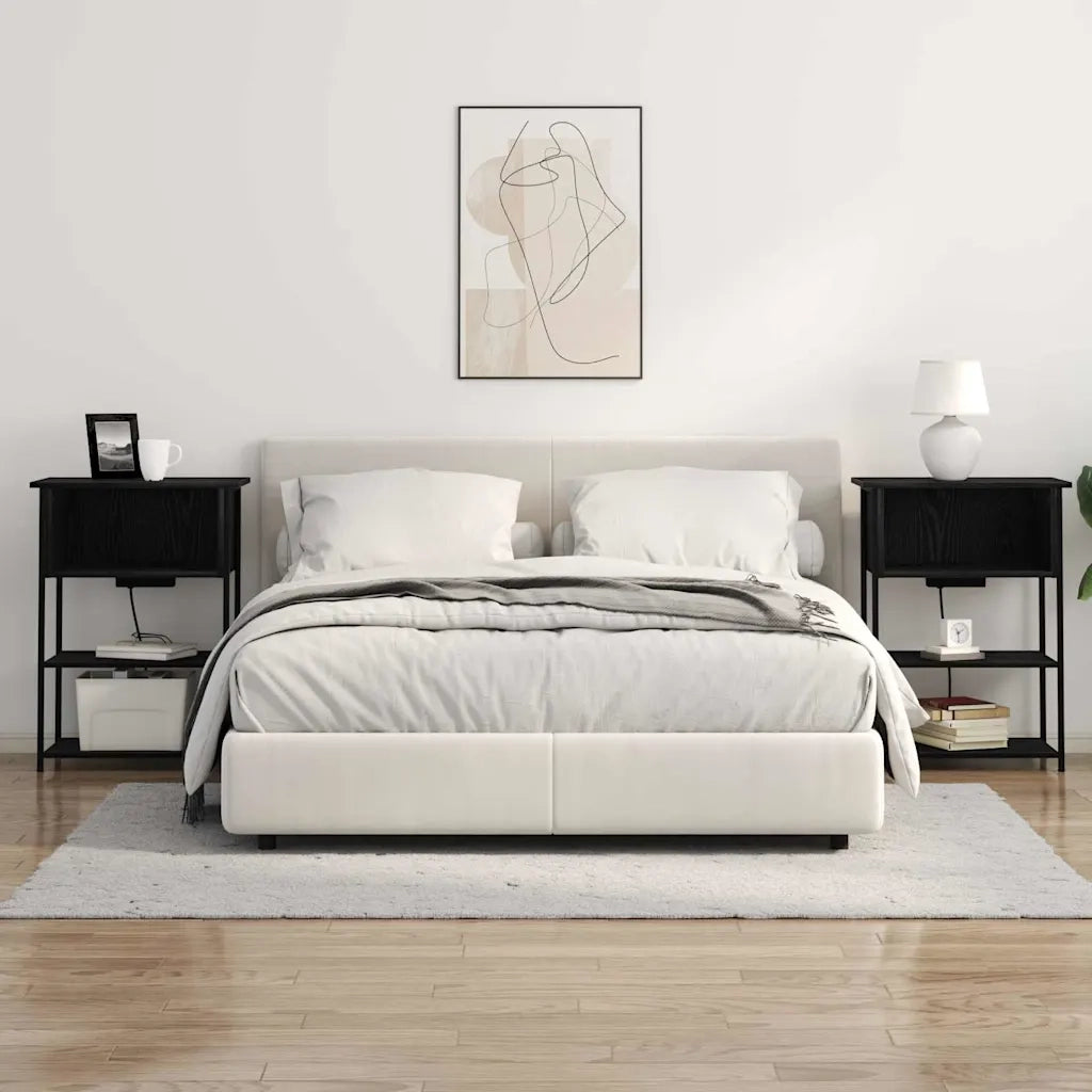 Comodino | Armadio da Notte | Mobiletto da notte Rovere Nero 55 x 31 x 76 cm Legno multistrato
