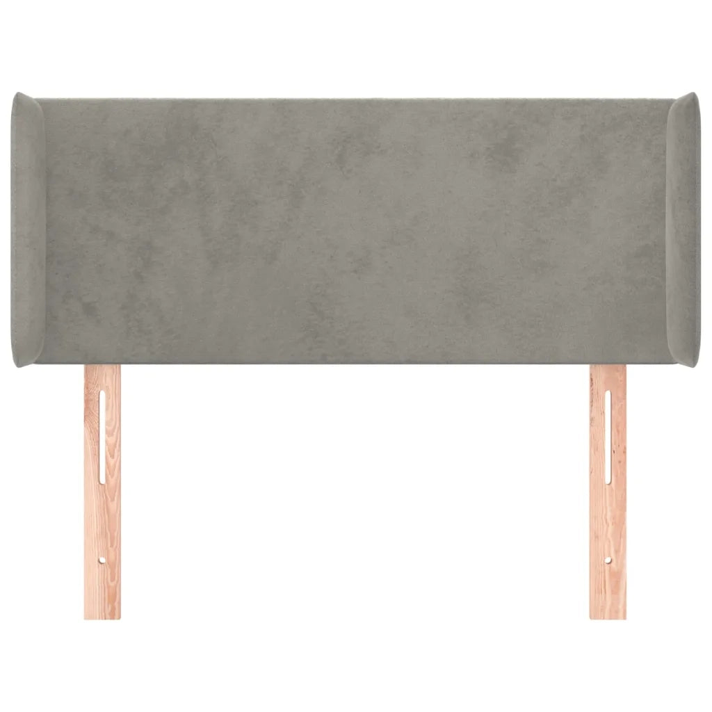 Testiera | Testata ad Orecchio Grigio Chiaro 93x16x78/88 cm in Velluto