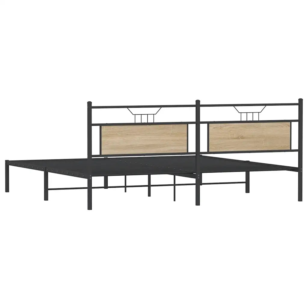 Letto matrimoniale | Letto per adulti | Giroletto senza Materasso Rovere Sonoma 193x201cm in Truciolato