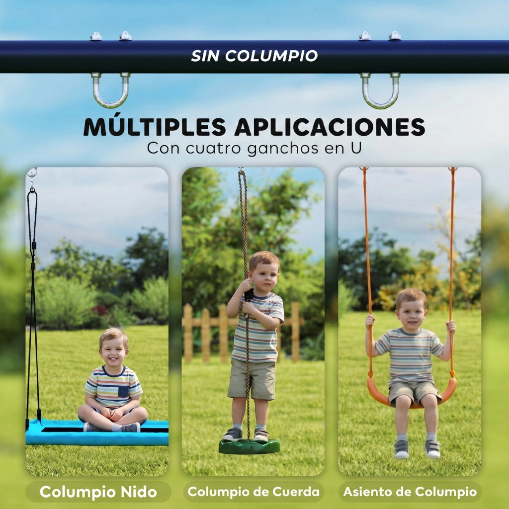 Altalena per Bambini 2 Posti ¨C Zephmum ¨C Metallo Azzurro