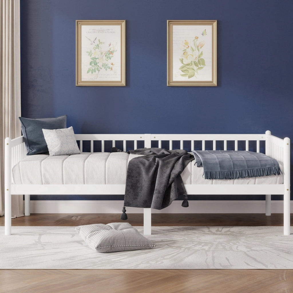Letto da giorno 90 × 200 cm con sponde su tre lati e 14 doghe in legno di pino bianco con spazio sottostante