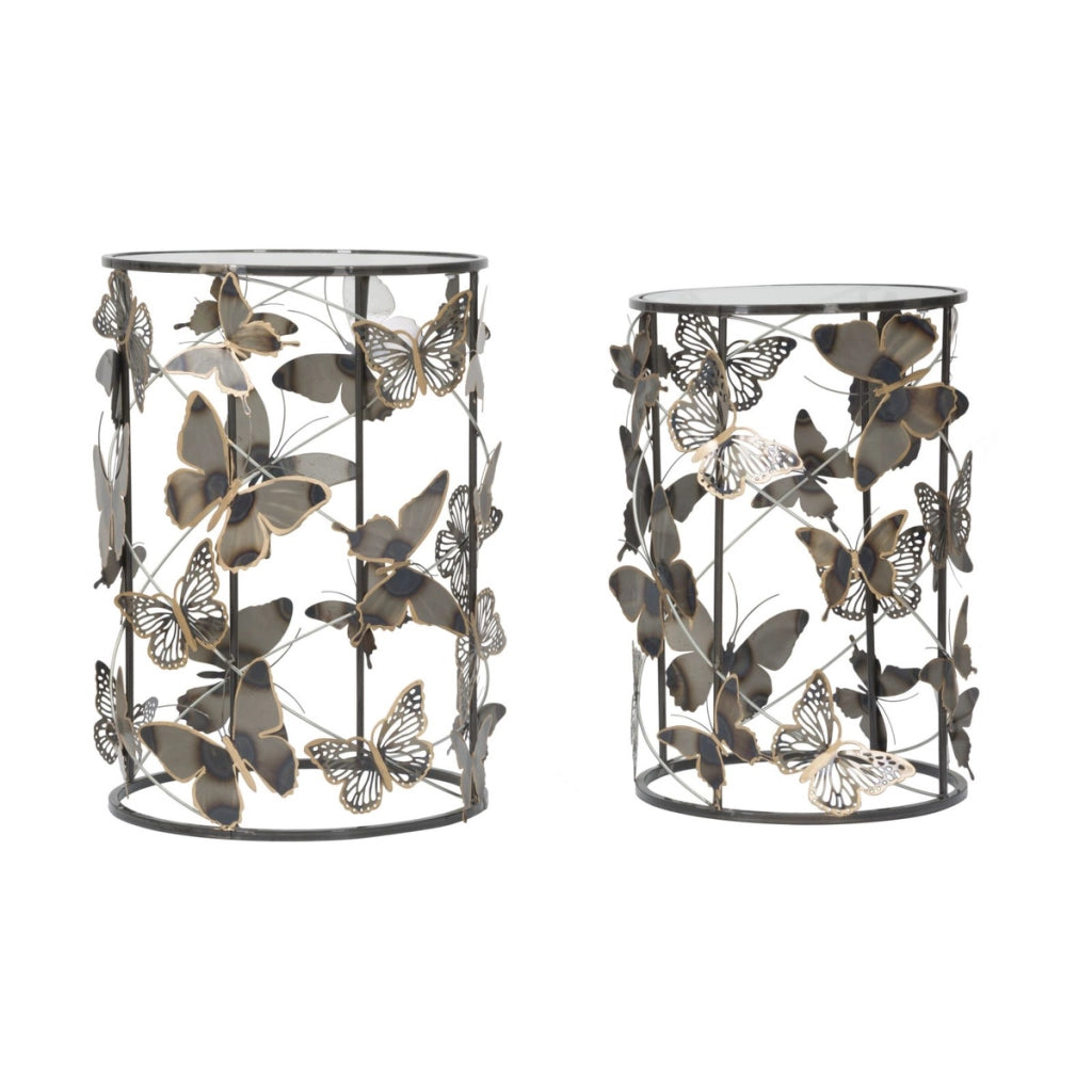 Set di Tavolini Farfalla 34, Multicolore, Metallo, 41,3x41,3x55 cm