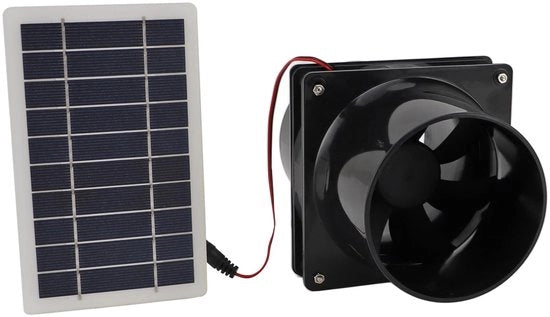 Ventilatore di aspirazione alimentato da energia solare - 10W 12V - Installazione facile - Tubo a sezione circolare - Adatto per animali domestici e pollai - 340 g