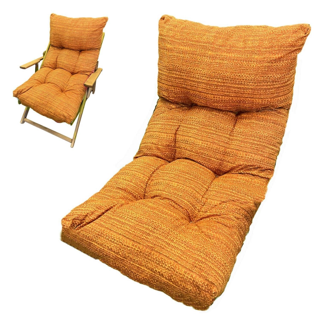 Marvin Cuscino Per Poltrona Sedia Sdraio Relax Giardino Esterno Tessuto In Legno Imbottito Reclinabile Pieghevol Arancio
