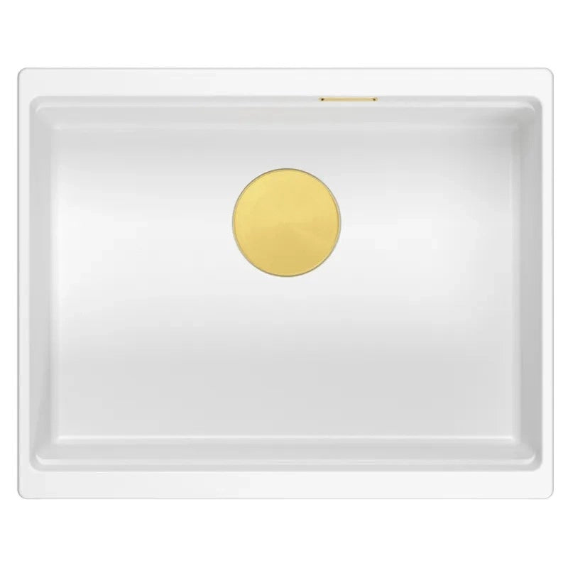 Lavello In Granito Logan 100 White Tappo oro