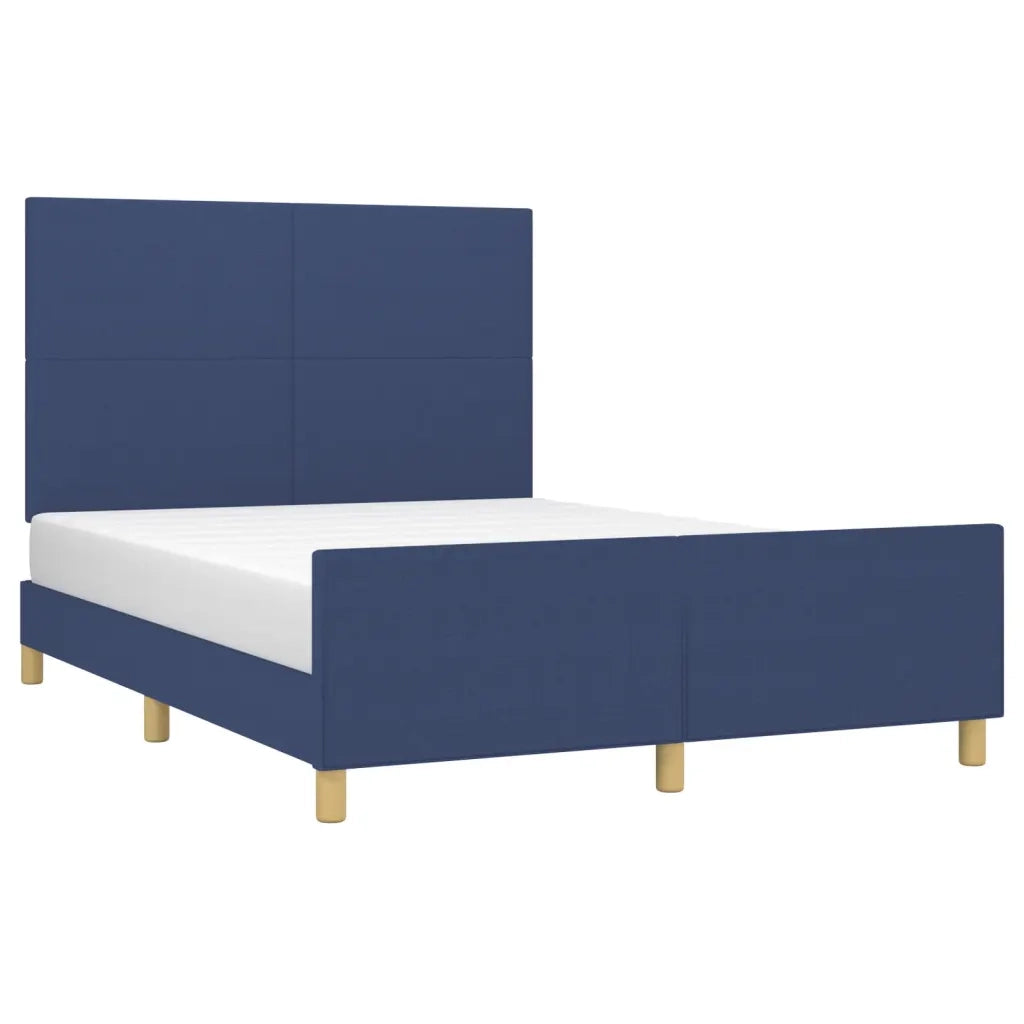 Letto matrimoniale | Letto per adulti | Giroletto senza Materasso Blu 140x200 cm in Tessuto