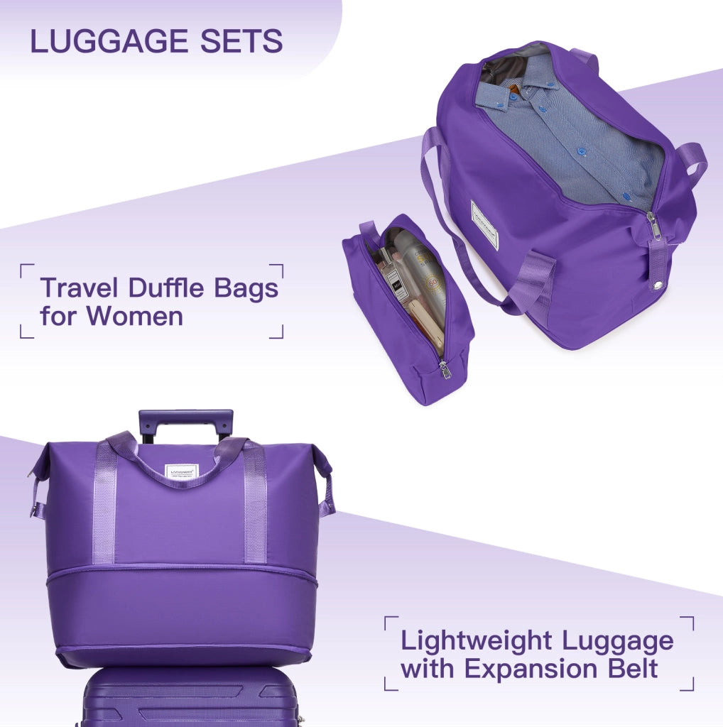 Set di 6 valigie rigide espandibili 48 x 31 x 78 cm in ABS viola -