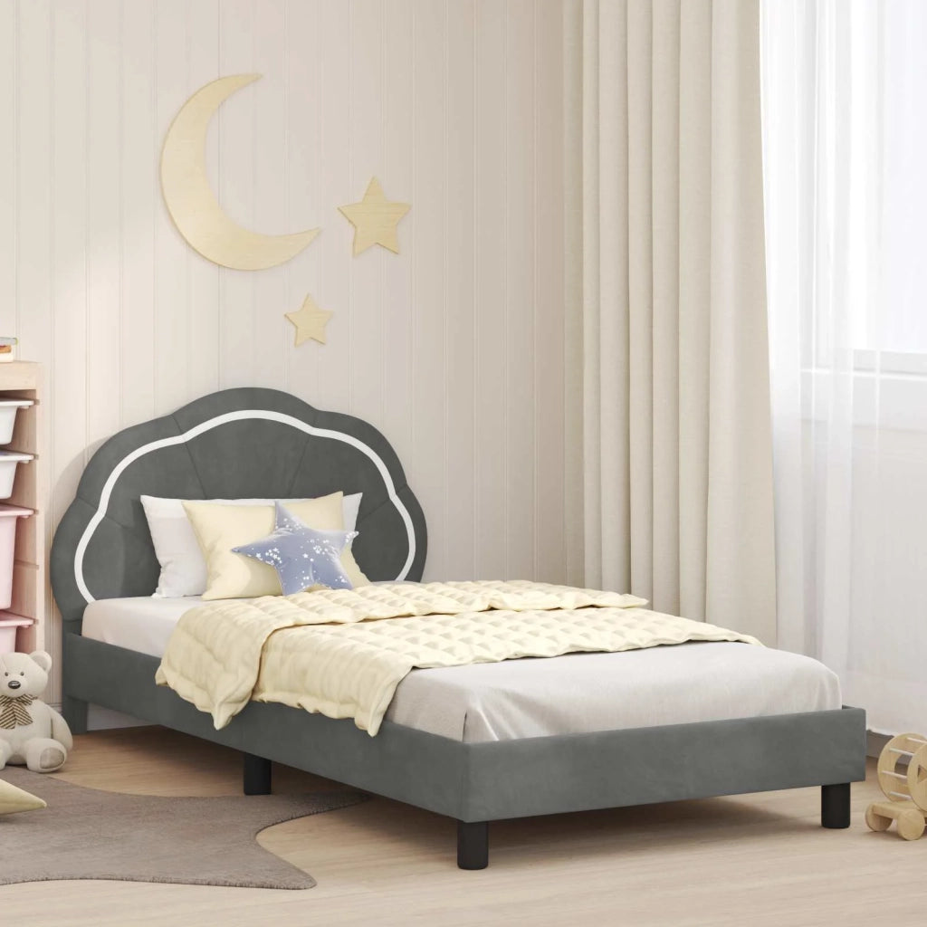 Struttura letto Bambini | Letto Infantile | Lettino con testata Grigio Scuro 90 x 200 cm