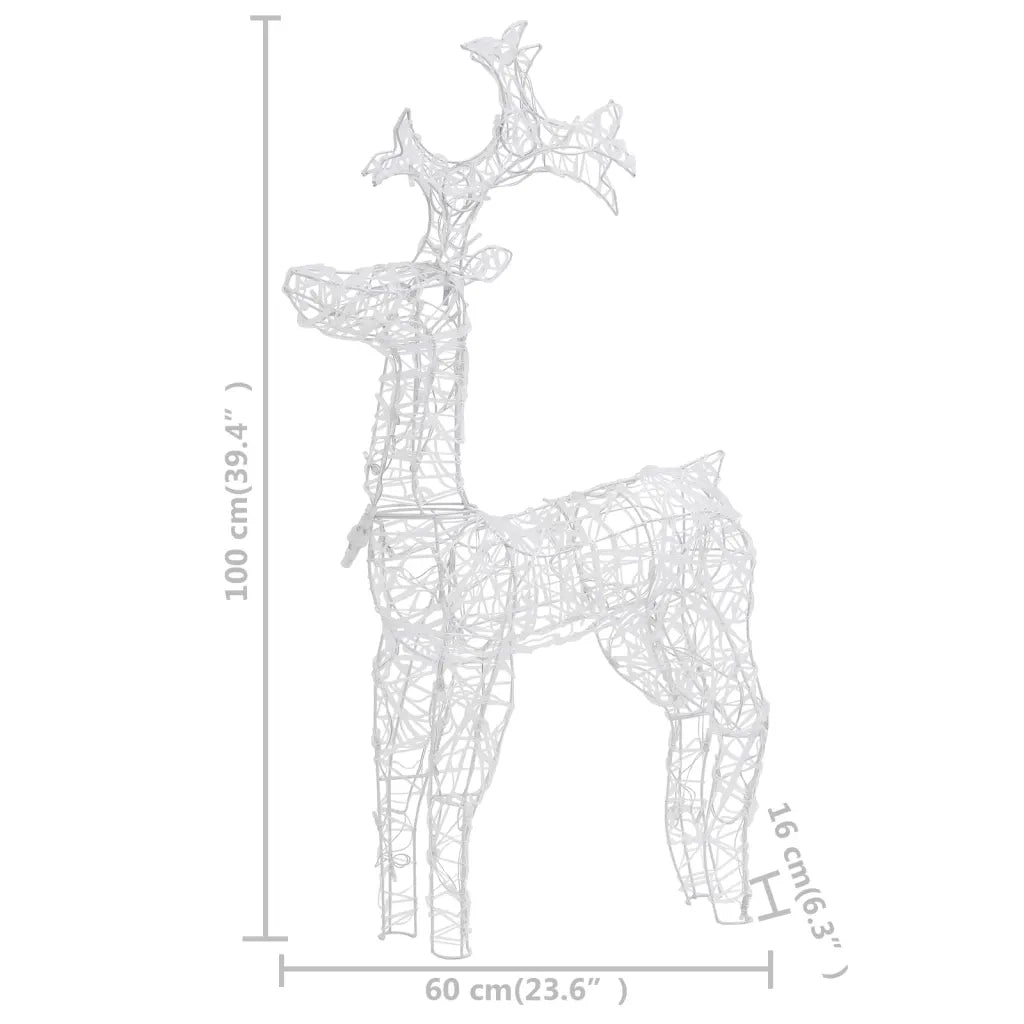 Renne e Slitta Decorazione Natale 90 LED 60x16x100 cm Acrilico CFW4516667