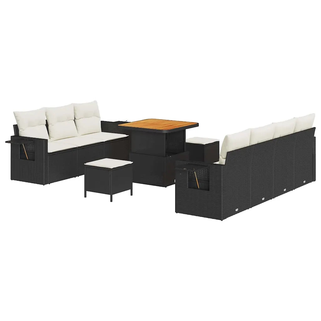 Set Divano da Giardino 10 pcs Nero polyrattan