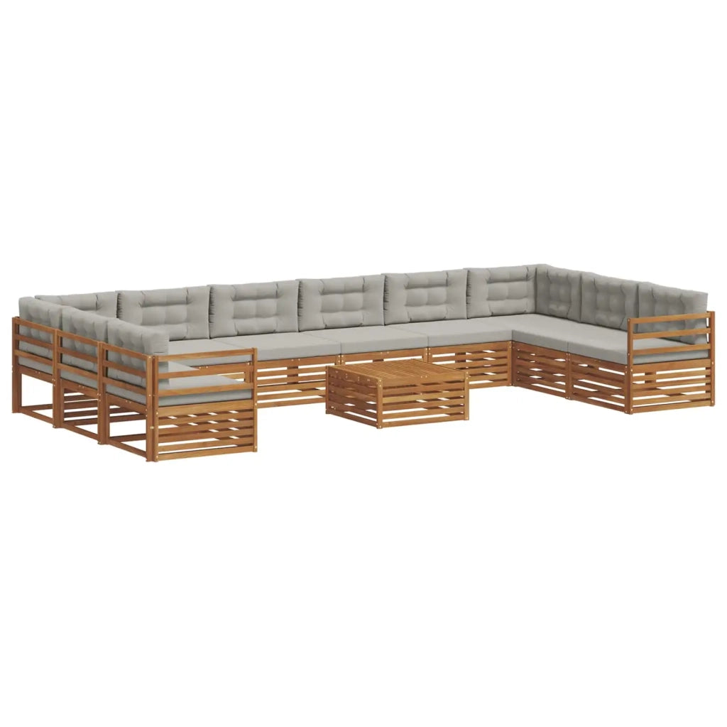 Set divani con cuscino 11 pcs Grigio Naturale e Chiaro 3374231