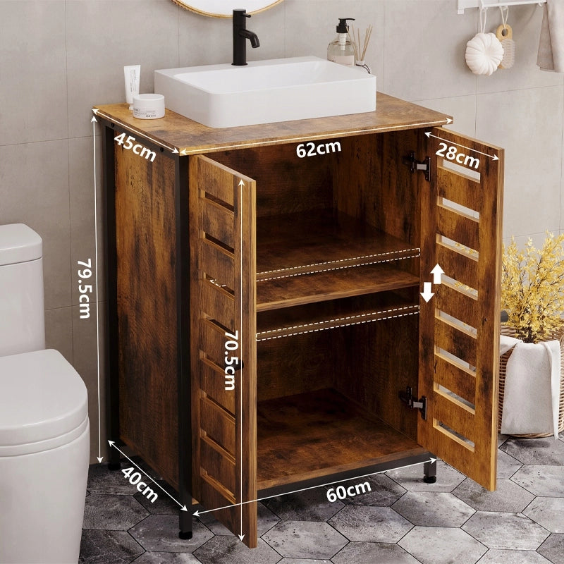 Mobile bagno – marrone, stile loft, a terra | rustico