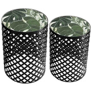 Set di 2 supporti in mosaico nero e metallo