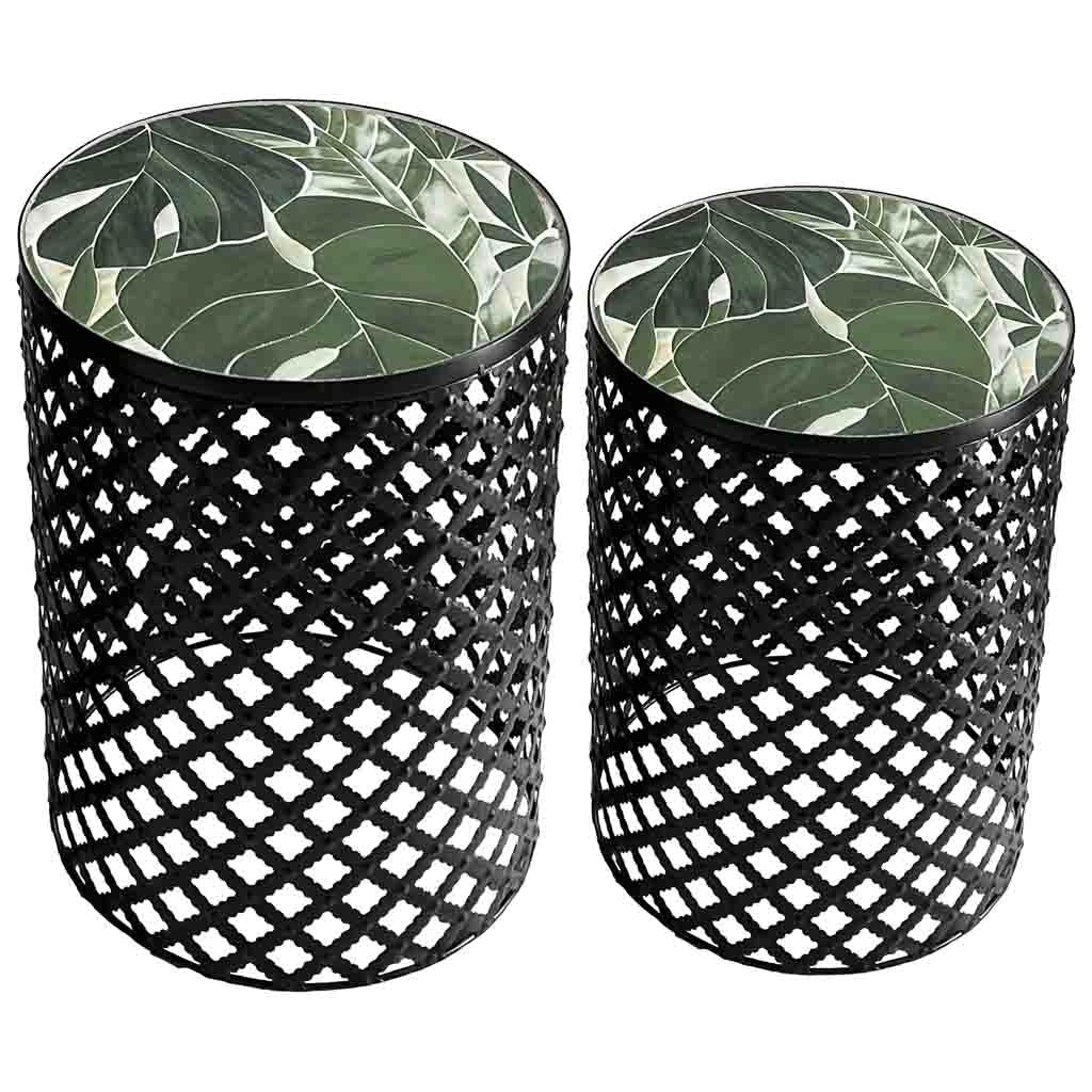 Set di 2 supporti in mosaico nero e metallo
