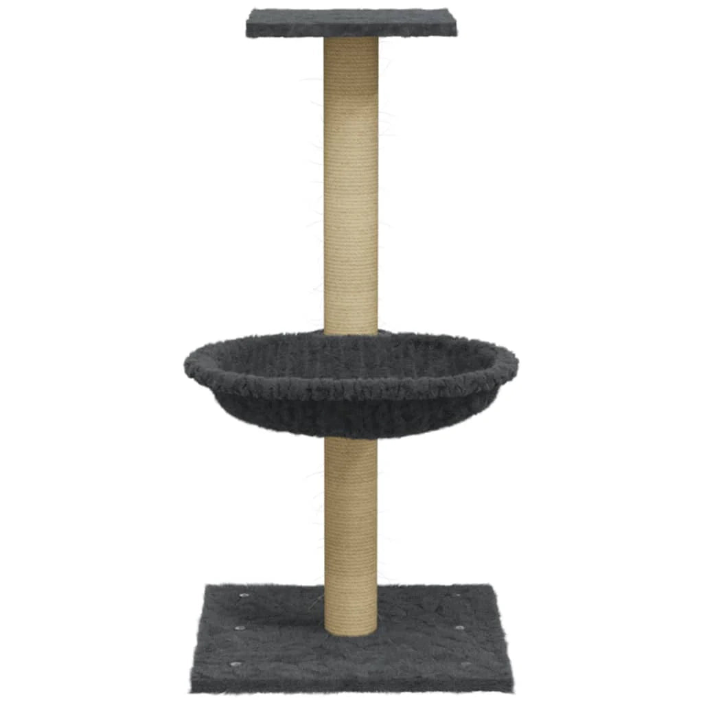 Albero per gatti mobile torre arrampicarsi giocattolo tiragraffi graffio arrampicata piattaforma con tiragraffi in sisal scuro 74 cm grigio 02_0022444
