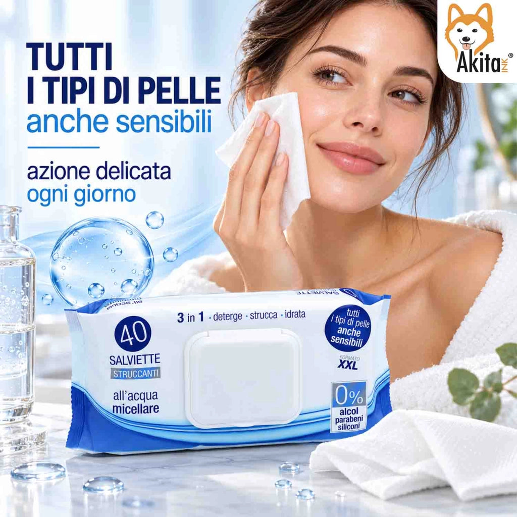 Akitaink 24 Confezioni Salviettine Struccanti Micellari 960 Pz