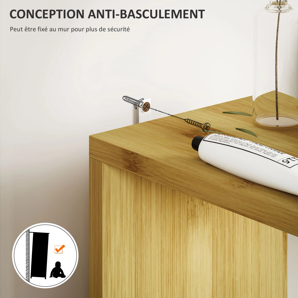 Colonna Bagno con Ripiani e Ante ¨C Minimal ¨C Bamb¨´ Naturale 18x30x120 cm