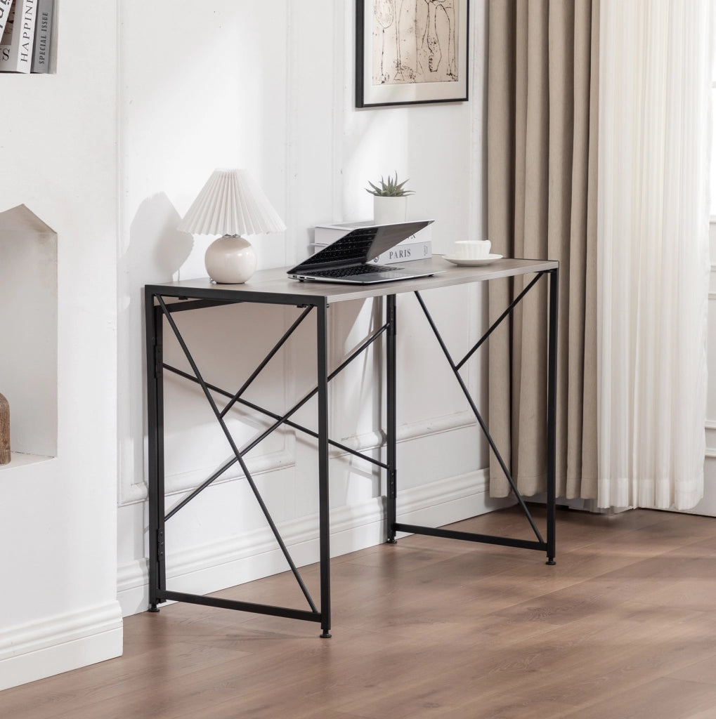 Scrivania pieghevole in MDF con finitura effetto legno, 99x50x75 cm, per piccoli spazi