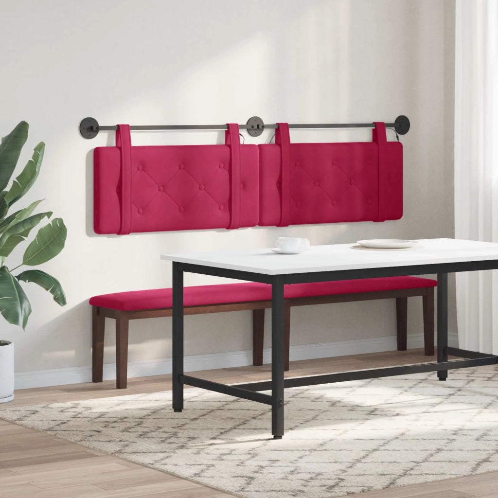 Testiera | Testata sospesa Con luce LED Rosso Vino Velluto