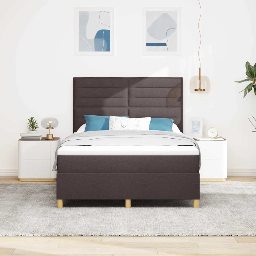 Letto a Sorgente LED Marrone Scuro 160 x 200 cm Tessuto