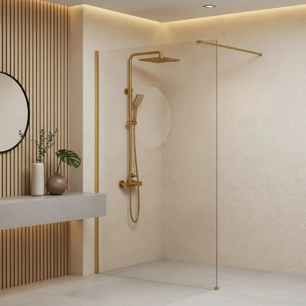Parete Doccia Rea Flexi Transparent / Brush Gold 100