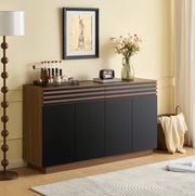 Sideboard moderno in MDF 150x40x85 cm nero e marrone