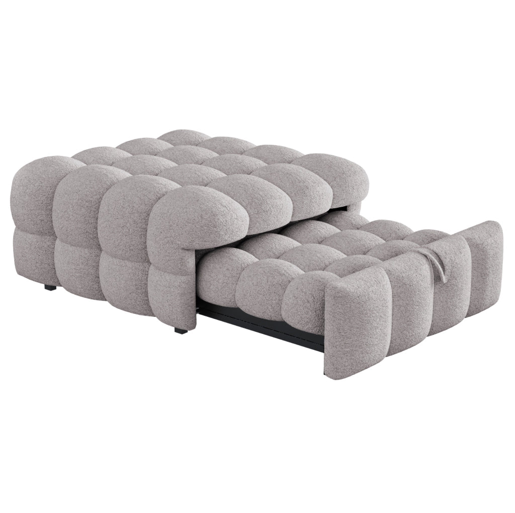 Pouf letto 2 in 1 in bouclé grigio