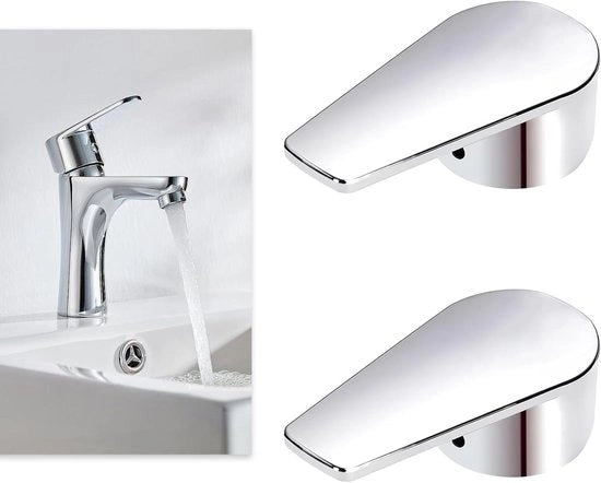40 mm maniglia di apertura a manovella con guarnizione di zinco per rubinetto di lavabo argento - 2 pezzi