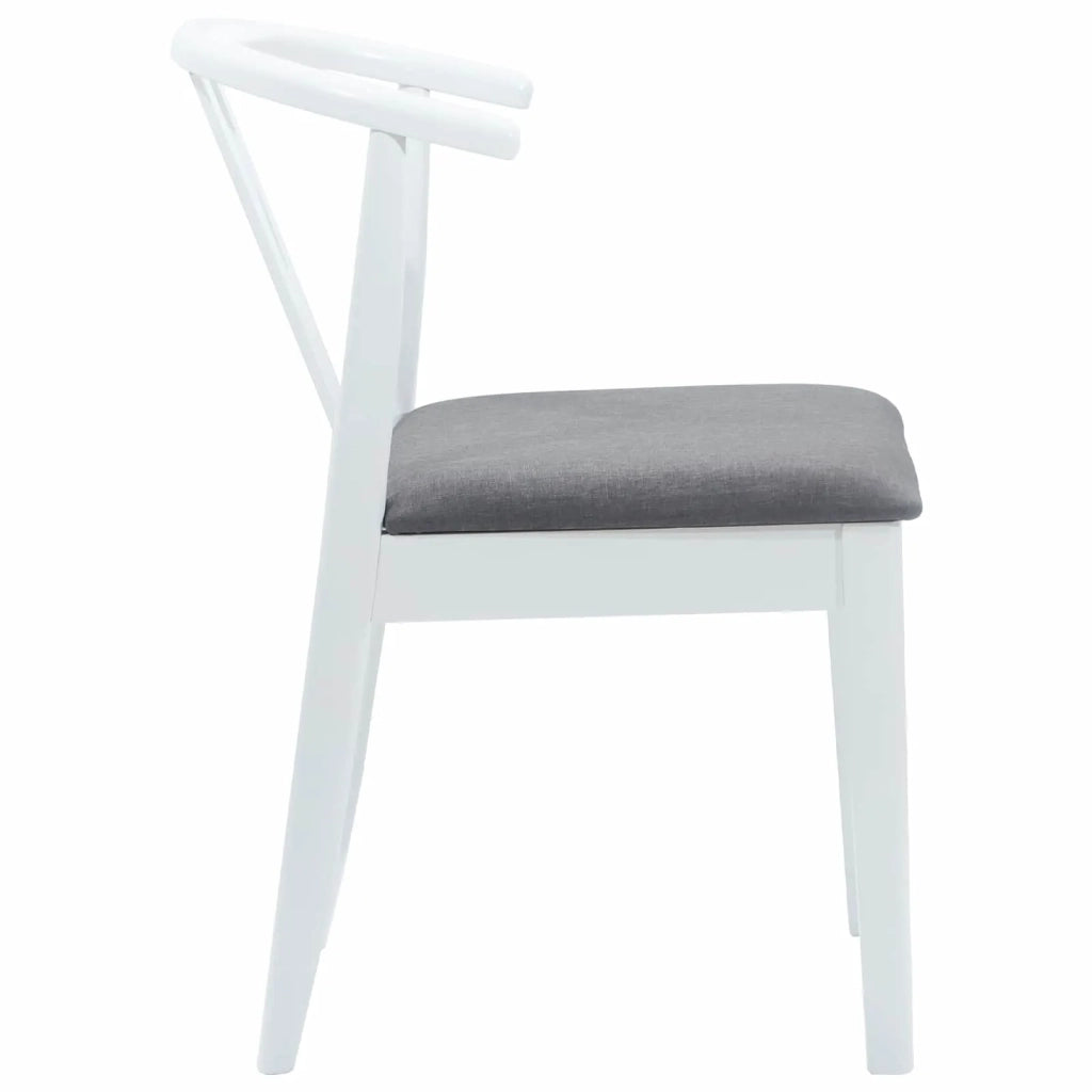 Sedia da pranzo 2 pz | Sedie da cucina Bianco e Grigio Legno di gomma solido