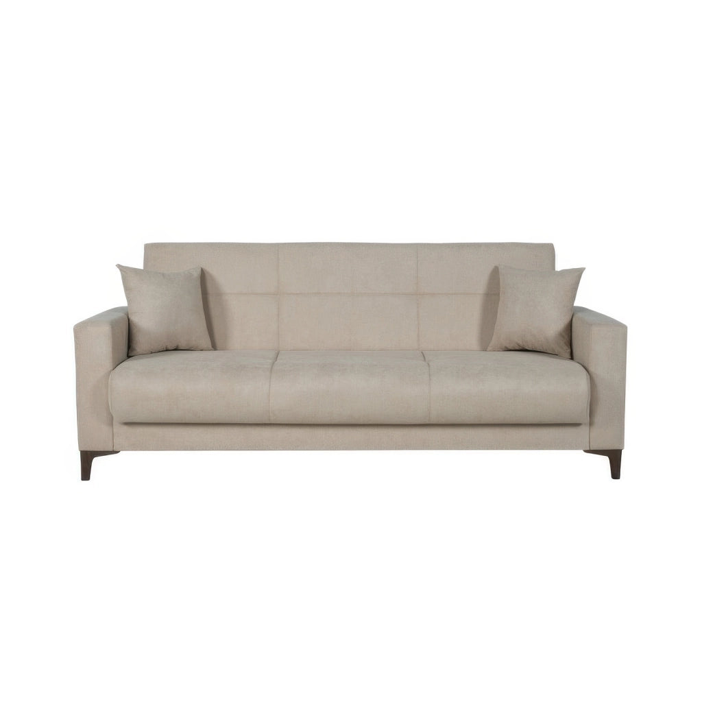 Divano Letto 3 Posti 212 x 87 x 90 cm Beige con Vano Contenitore e Letto 113 x 182 cm Bravo Bacos