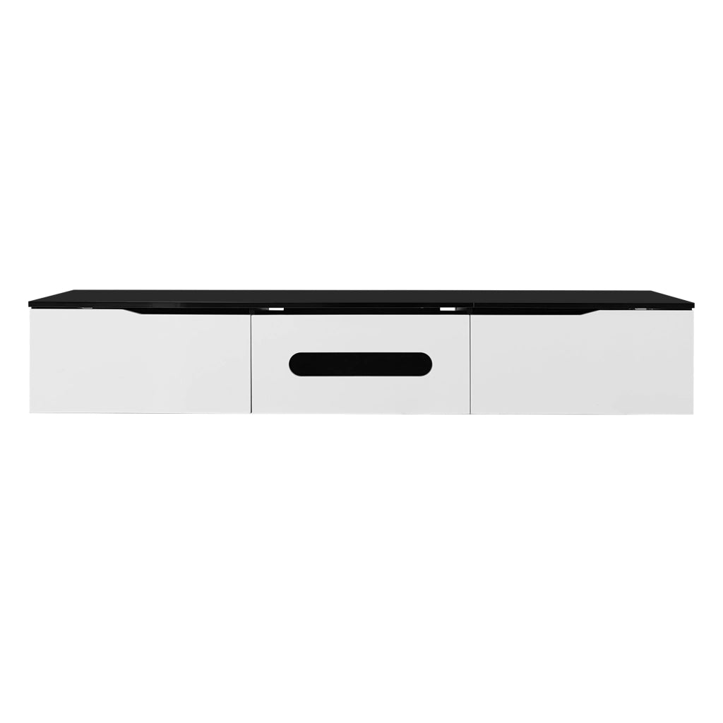 Mobile TV sospeso o da terra 180x35x30 cm con LED a 16 colori; nero e bianco