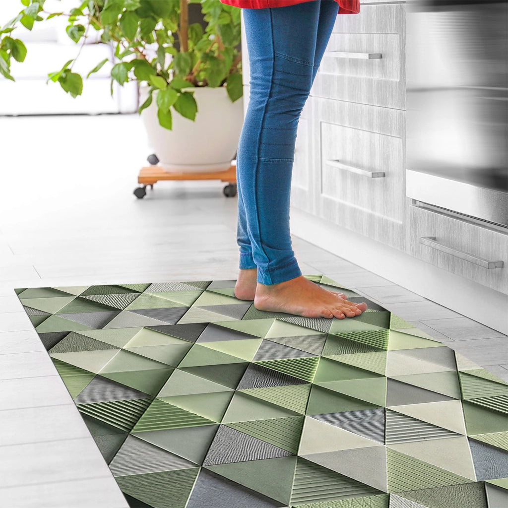 Tappeto passatoia fantasia made in Italy antiscivolo lavabile aderente triangoli multicolore 50x300cm - Triangle Verde