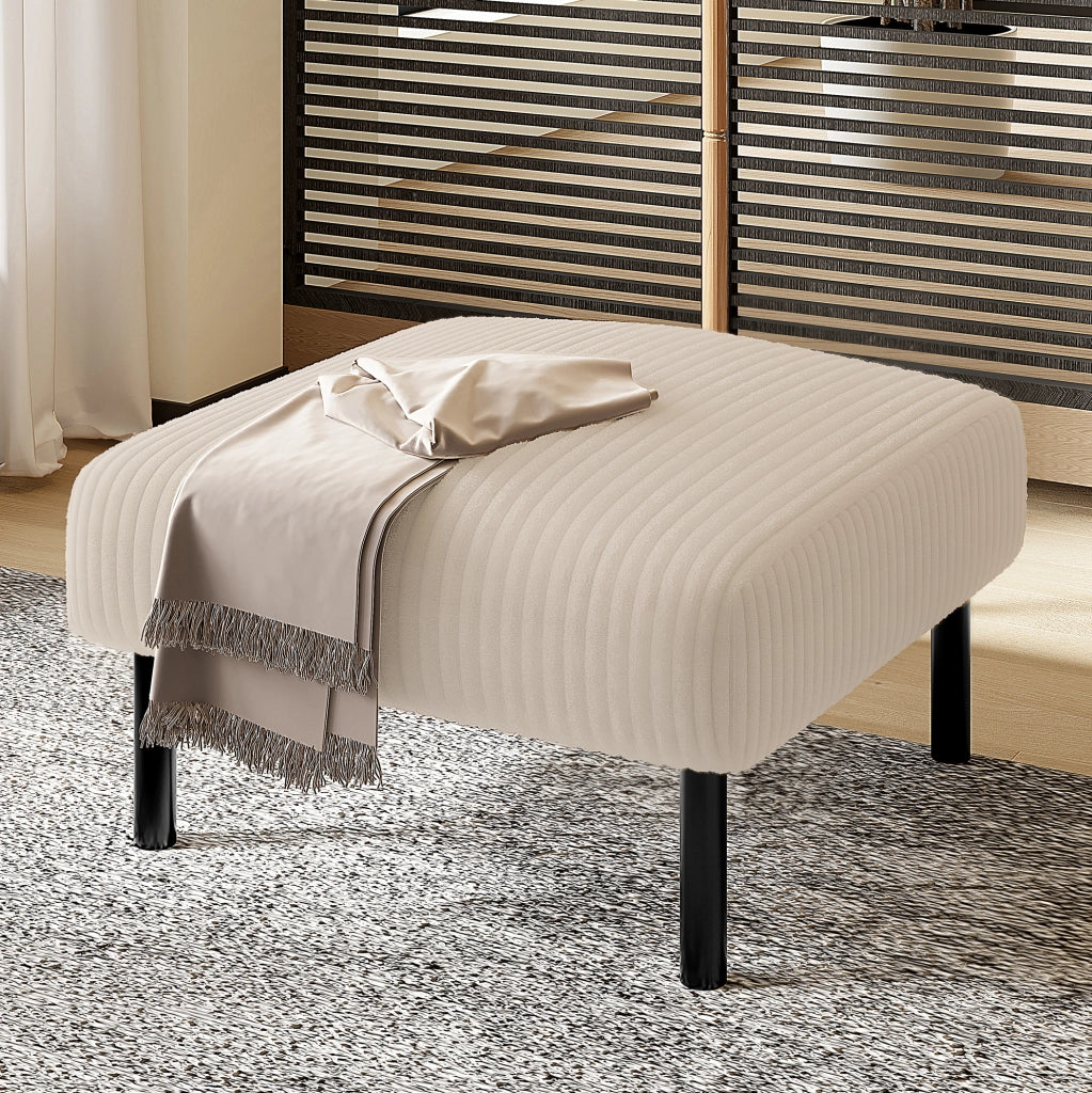 Pouf in velluto a coste con struttura metallica – 56x51x39 cm – versatile come poggiapiedi, seduta o tavolino